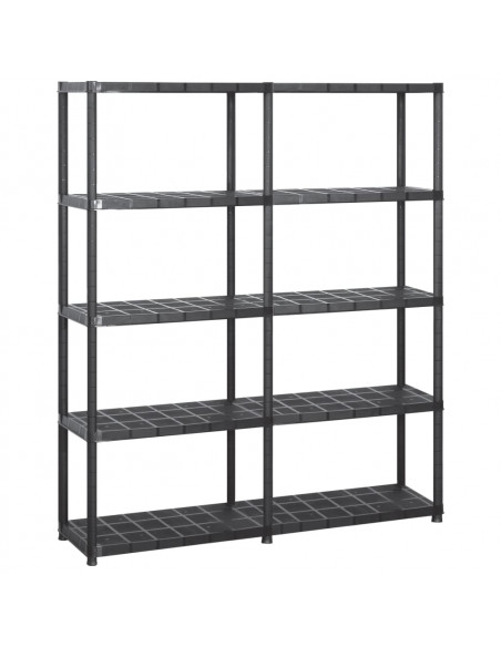 Scaffale a 5 Ripiani Nero 142x38x170 cm in Plastica
