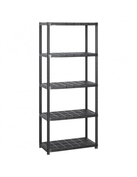 Scaffale a 5 Ripiani Nero 142x38x170 cm in Plastica