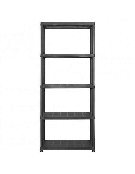 Scaffale a 5 Ripiani Nero 142x38x170 cm in Plastica
