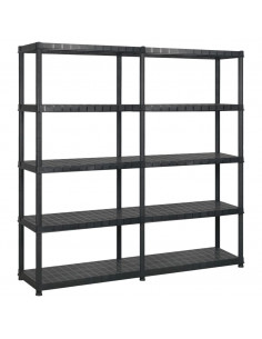 Scaffale a 5 Ripiani Nero 170x40x185 cm in Plastica 2