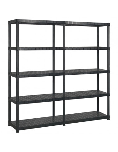Scaffale a 5 Ripiani Nero 170x40x185 cm in Plastica