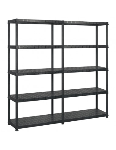 Scaffale a 5 Ripiani Nero 183x45,7x185 cm in Plastica