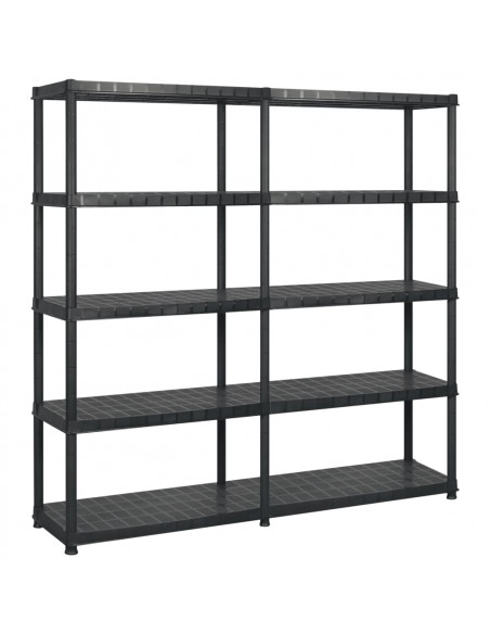 Scaffale a 5 Ripiani Nero 183x45,7x185 cm in Plastica