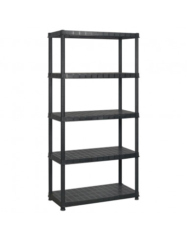 Scaffale a 5 Ripiani Nero 183x45,7x185 cm in Plastica