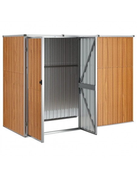 Capanno per Attrezzi Marrone 225x89x161 cm in Acciaio Zincato