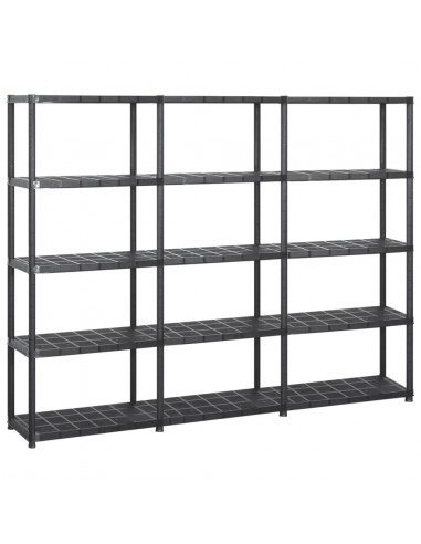 Scaffale a 5 Ripiani Nero 213x38x170 cm in Plastica