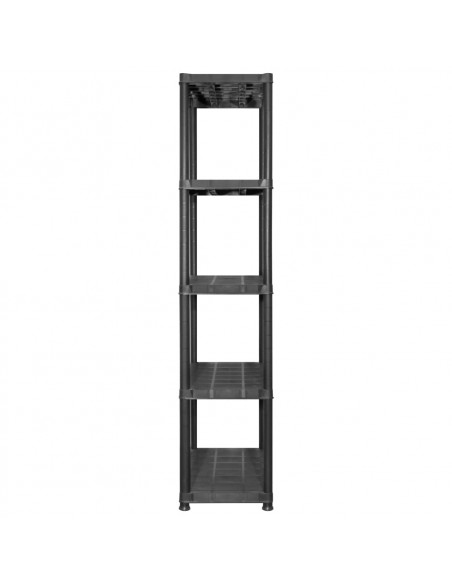 Scaffale a 5 Ripiani Nero 213x38x170 cm in Plastica