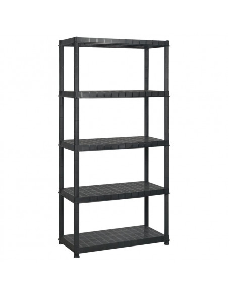 Scaffale a 5 Ripiani Nero 255x40x185 cm in Plastica