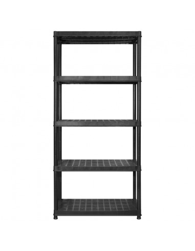 Scaffale a 5 Ripiani Nero 255x40x185 cm in Plastica