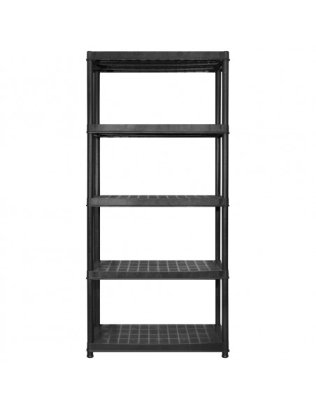 Scaffale a 5 Ripiani Nero 255x40x185 cm in Plastica