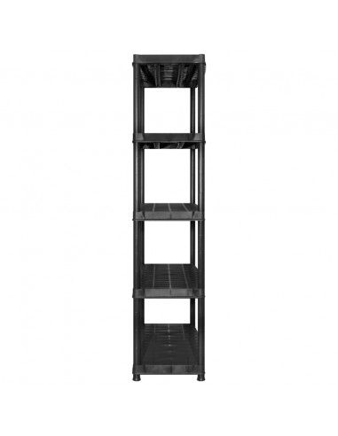 Scaffale a 5 Ripiani Nero 255x40x185 cm in Plastica