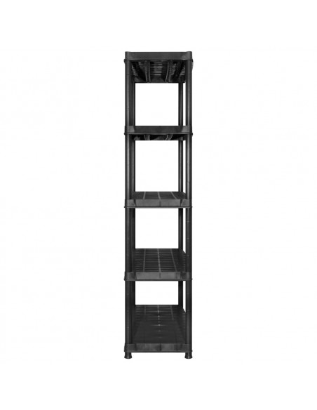 Scaffale a 5 Ripiani Nero 255x40x185 cm in Plastica