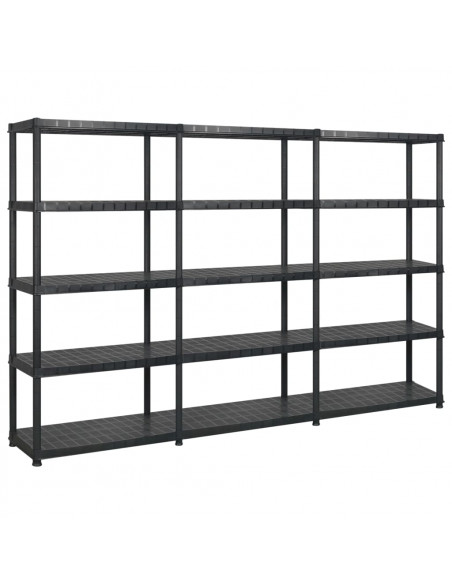 Scaffale a 5 Ripiani Nero 274,5x45,7x185 cm in Plastica