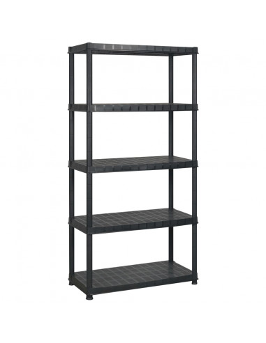 Scaffale a 5 Ripiani Nero 274,5x45,7x185 cm in Plastica