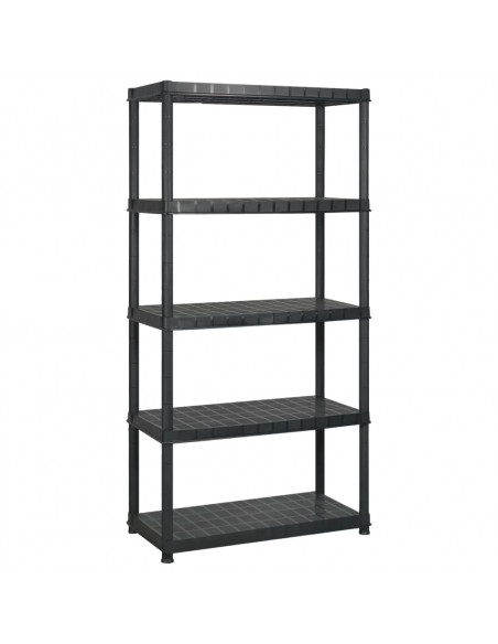 Scaffale a 5 Ripiani Nero 340x40x185 cm in Plastica