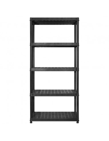 Scaffale a 5 Ripiani Nero 340x40x185 cm in Plastica