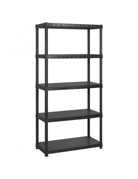 Scaffale a 5 Ripiani Nero 366x45,7x185 cm in Plastica