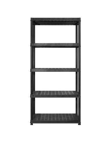 Scaffale a 5 Ripiani Nero 366x45,7x185 cm in Plastica