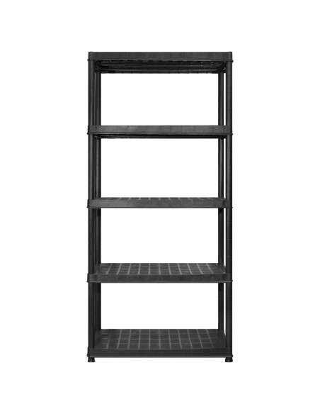 Scaffale a 5 Ripiani Nero 366x45,7x185 cm in Plastica