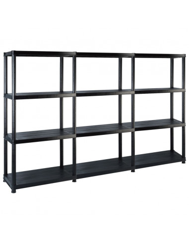 Scaffale a 4 Ripiani Nero 183x30,5x130 cm in Plastica