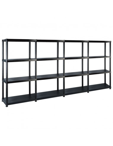Scaffale a 4 Ripiani Nero 244x30,5x130 cm in Plastica