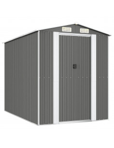 Capanno da Giardino Grigio Chiaro 192x274x223cm Acciaio Zincato 2