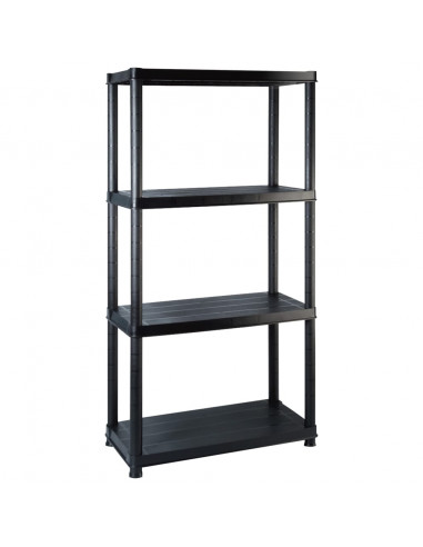 Scaffale a 4 Ripiani Nero 244x30,5x130 cm in Plastica