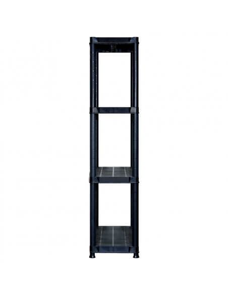 Scaffale a 4 Ripiani Nero 244x30,5x130 cm in Plastica