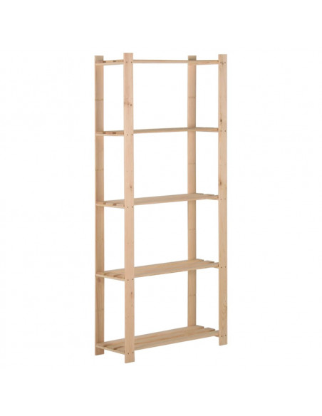 Scaffale a 5 Livelli 80x28,5x170 cm in Legno Massello di Pino