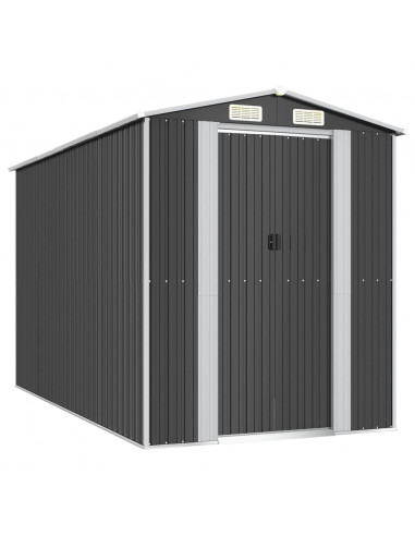 Capanno da Giardino Antracite 192x357x223 cm in Acciaio Zincato