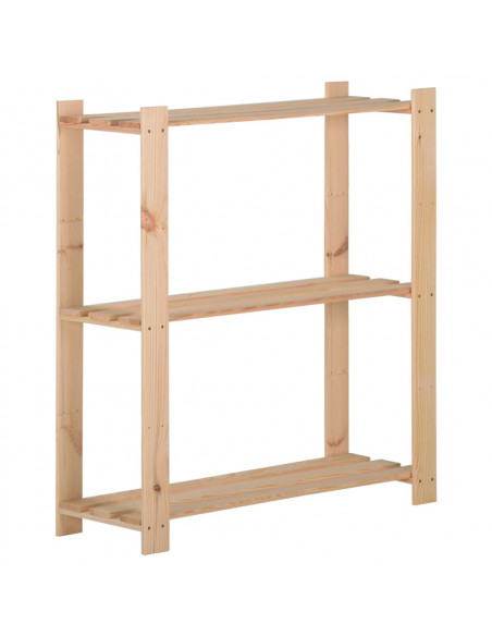 Scaffale a 3 Livelli 80x28,5x90 cm in Legno Massello di Pino