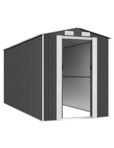 Capanno da Giardino Antracite 192x440x223 cm in Acciaio Zincato