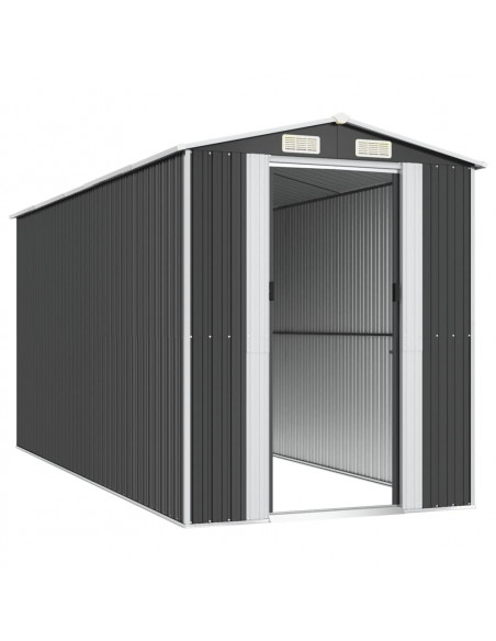 Capanno da Giardino Antracite 192x440x223 cm in Acciaio Zincato