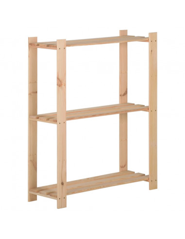 Scaffale a 3 Livelli 60x28,5x90 cm in Legno Massello di Pino