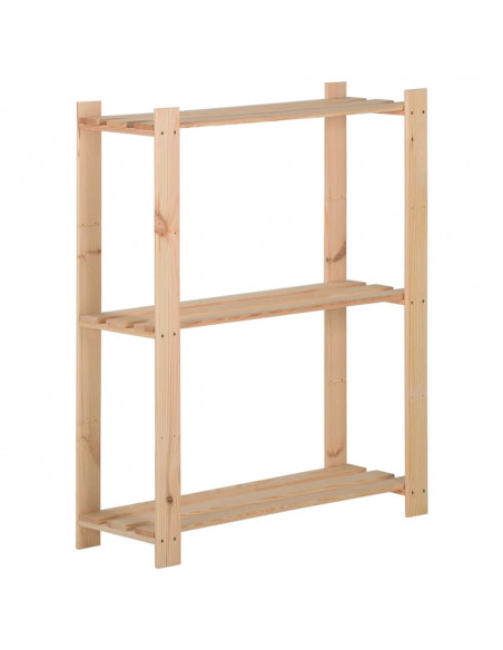 Scaffale a 3 Livelli 60x28,5x90 cm in Legno Massello di Pino