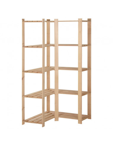 Scaffale ad Angolo 5 Livelli 82,5x82,5x170 cm Massello di Pino