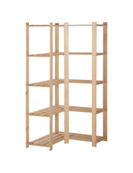 Scaffale ad Angolo 5 Livelli 82,5x82,5x170 cm Massello di Pino
