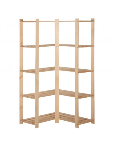 Scaffale ad Angolo 5 Livelli 82,5x82,5x170 cm Massello di Pino