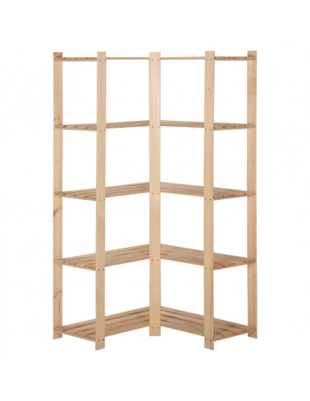 Scaffale ad Angolo 5 Livelli 82,5x82,5x170 cm Massello di Pino