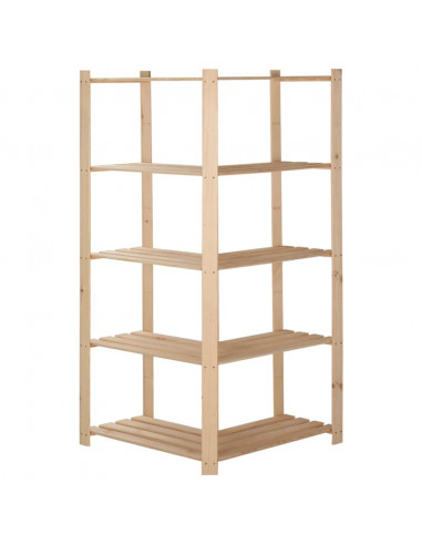 Scaffale ad Angolo 5 Livelli 82,5x82,5x170 cm Massello di Pino