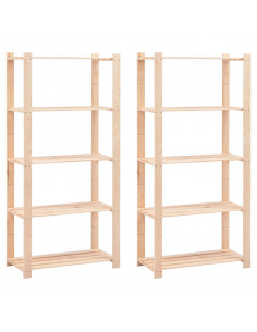 Scaffali a 5 Livelli 2 pz 80x38x170 cm Massello Pino 250 kg 2
