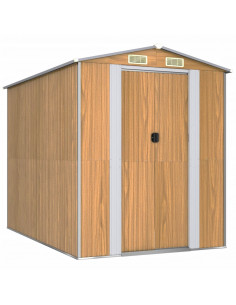 Capanno Giardino Marrone Chiaro 192x274x223 cm Acciaio Zincato 2