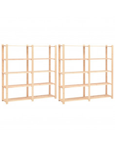 Scaffali a 5 Livelli 2 pz 80x38x170 cm Massello Pino 500 kg 2