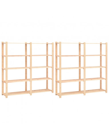 Scaffali a 5 Livelli 2 pz 80x38x170 cm Massello Pino 500 kg