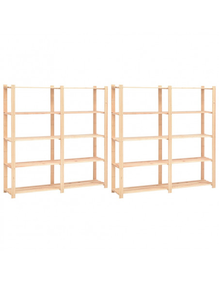 Scaffali a 5 Livelli 2 pz 80x38x170 cm Massello Pino 500 kg