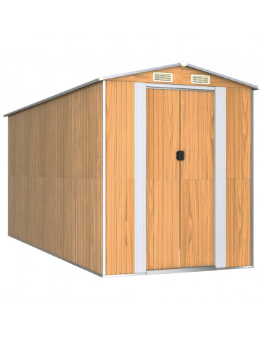 Capanno Giardino Marrone Chiaro 192x440x223 cm Acciaio Zincato