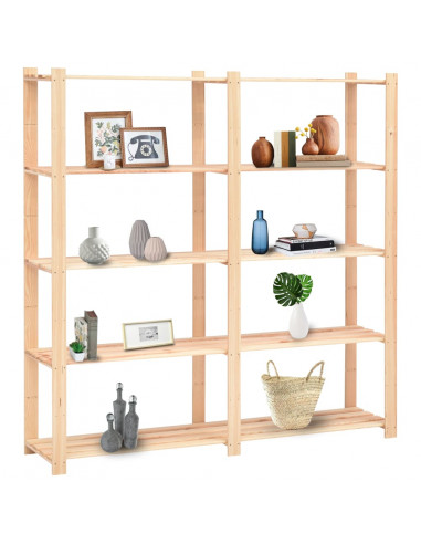 Scaffali a 5 Livelli 2 pz 80x38x170 cm Massello Pino 500 kg