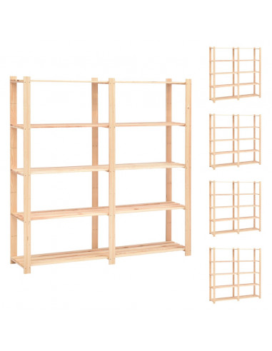 Scaffali a 5 Livelli 5 pz 170x38x170 cm Massello Pino 500kg