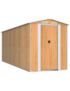 Capanno Giardino Marrone Chiaro 192x523x223 cm Acciaio Zincato 2