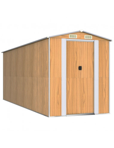 Capanno Giardino Marrone Chiaro 192x523x223 cm Acciaio Zincato